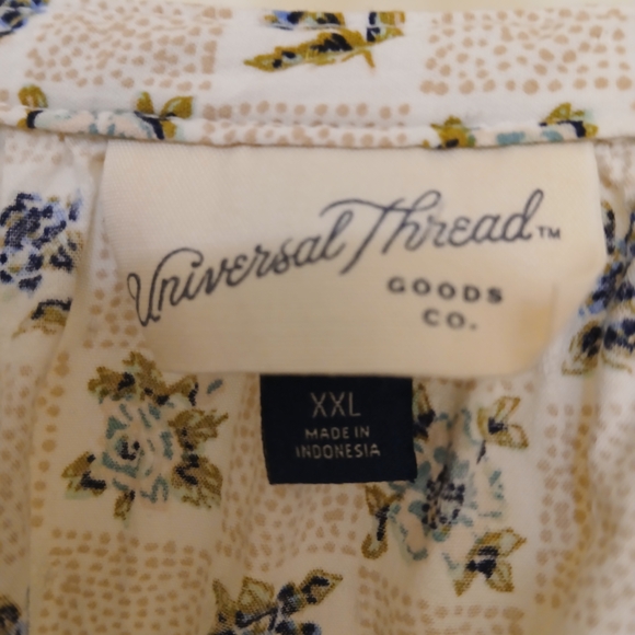 Universal Thread Floral Blouse with Blue and Green Accents - Picture 3 of 3